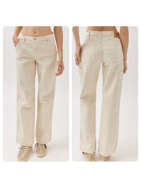 BDG Urban Outfitters Carpenter Utility Corduroy Pants Jeans Cream Mid Rise 28